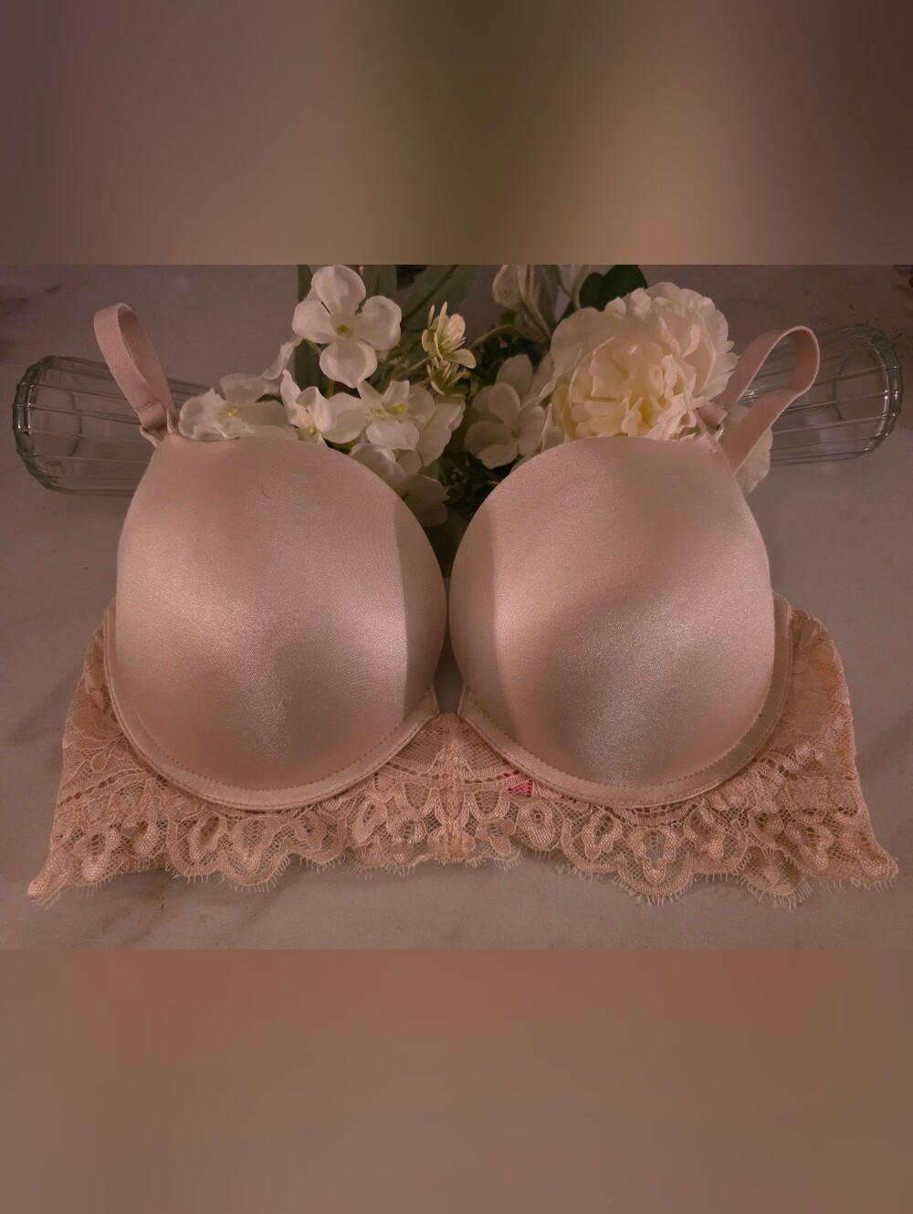La SENZA Nude Blush Satin Push-Up Bra with Lace Band ( Beyond Sexy)